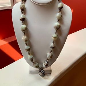 NWT Authentic Opal necklace round pendant 24 inch